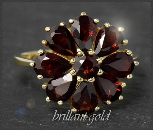 Anello oro fiori con - , granate